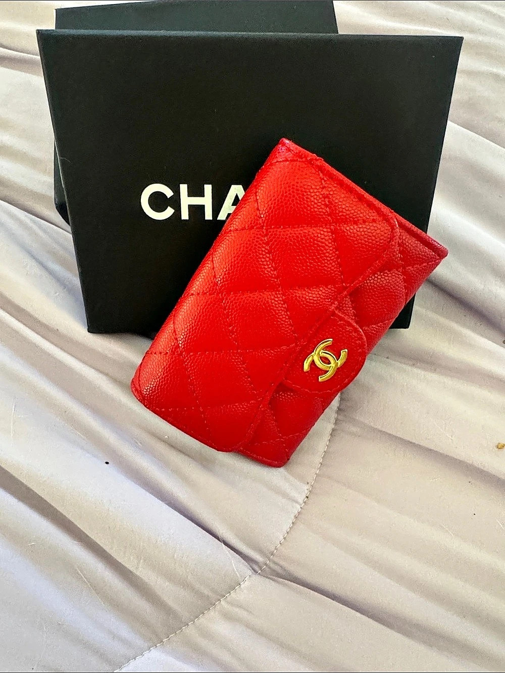 Red Quilted Card Holder Wallet